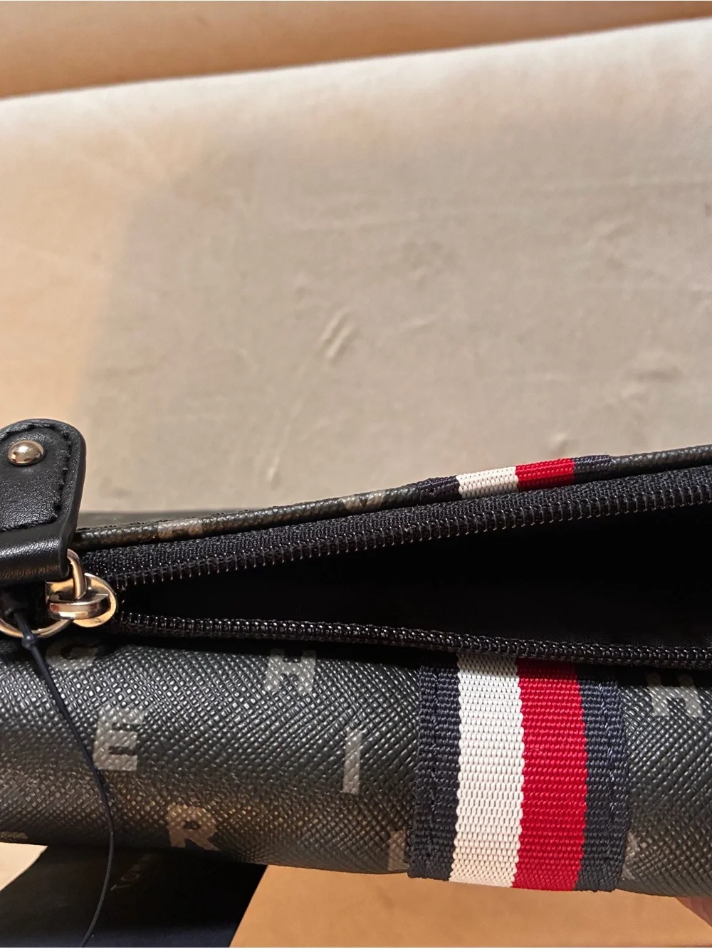 Tommy Hilfiger Black Logo Continental Wallet with Signature Stripe